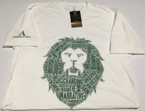 Changing the Narrative 'Lion' White/Green T-shirt