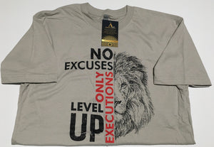 No Excuses Only Executions Level Up 'Lion' Light Gray T-shirts