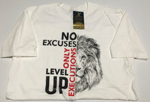 Load image into Gallery viewer, No Excuses Only Executions Level Up &#39;Black Lion&#39; White T-shirts