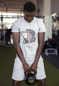 No Excuses Only Executions Level Up 'Black Lion' White T-shirts