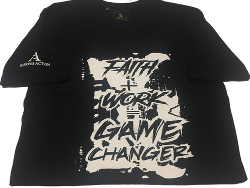 Faith + Work = Game Changer White/Black T-shirt